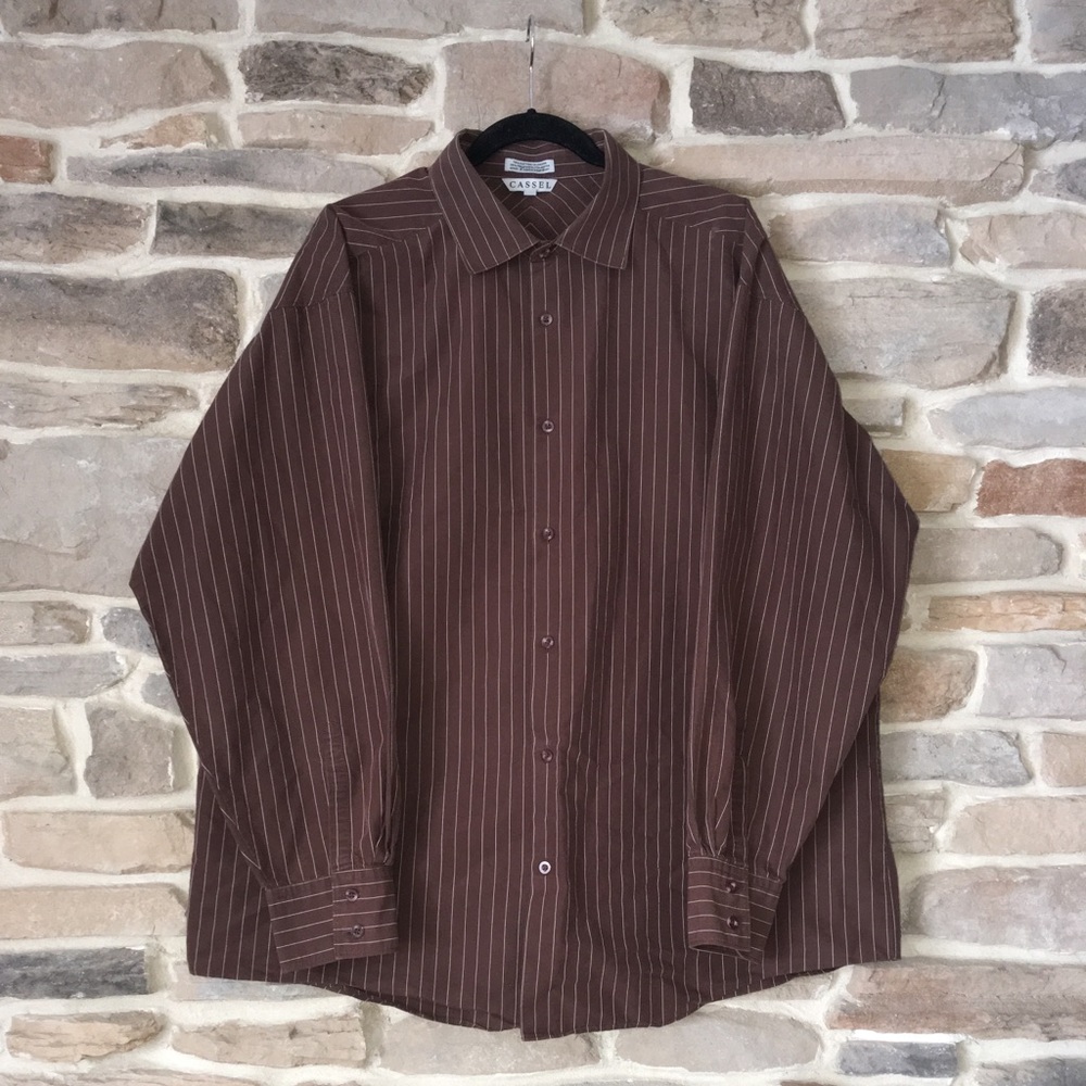 Men’s Cassel collared Brown Dress Shirt size XXL